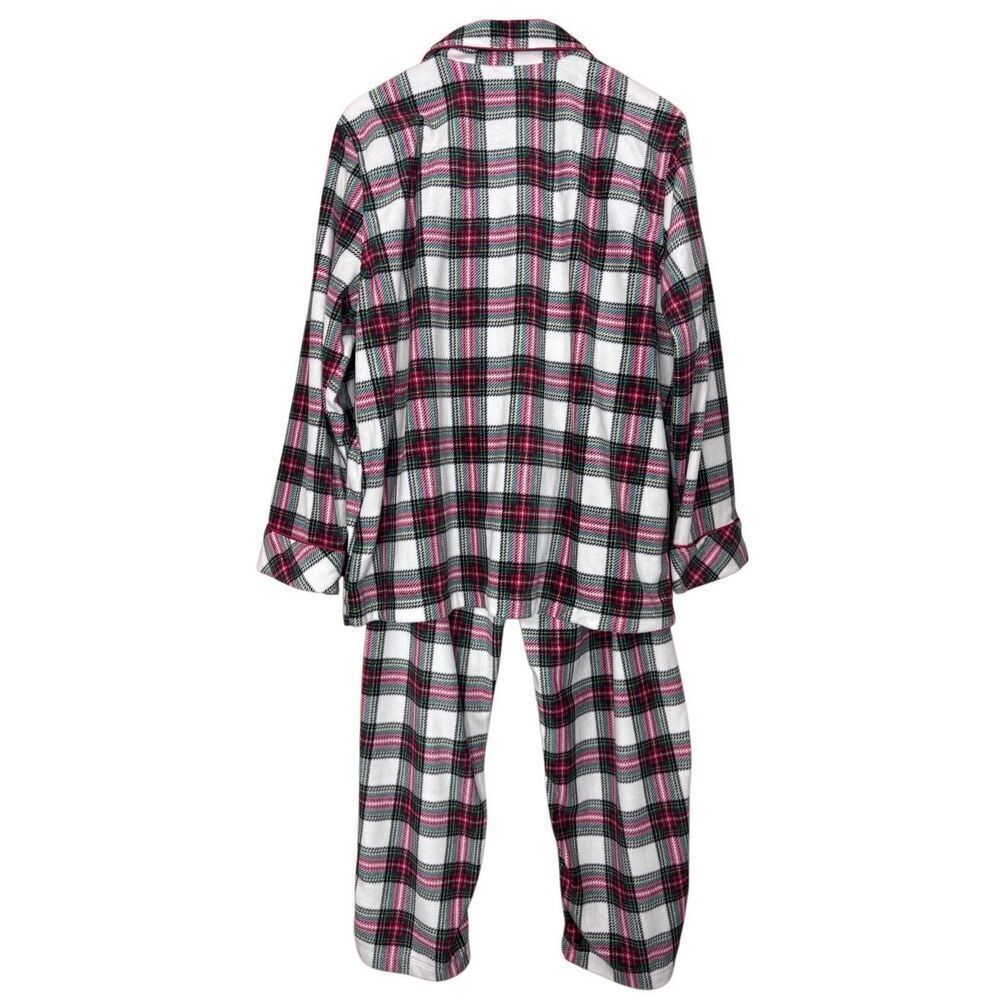 Lauren Ralph Lauren Cream Red Plaid Soft Fleece Pajama 2 PC Set XL Women’s new - Picture 3 of 10